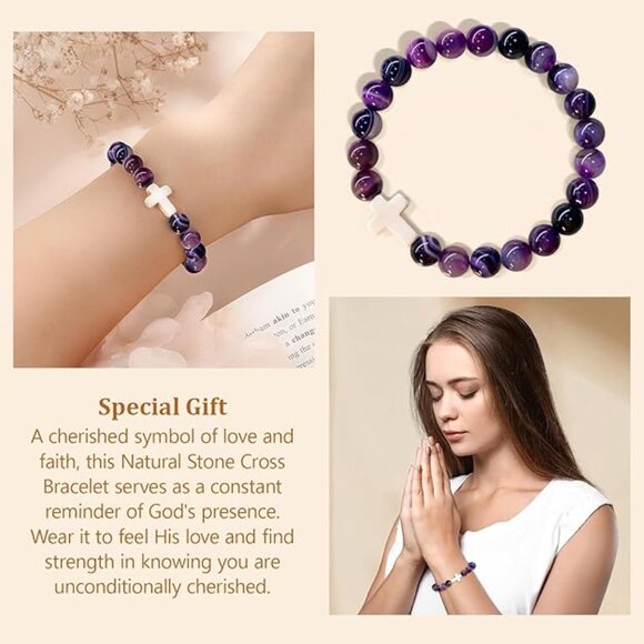 Handcrafted Women Cross Bracelet, Inspirational Religious Special Keepsake - Picture 2 of 6